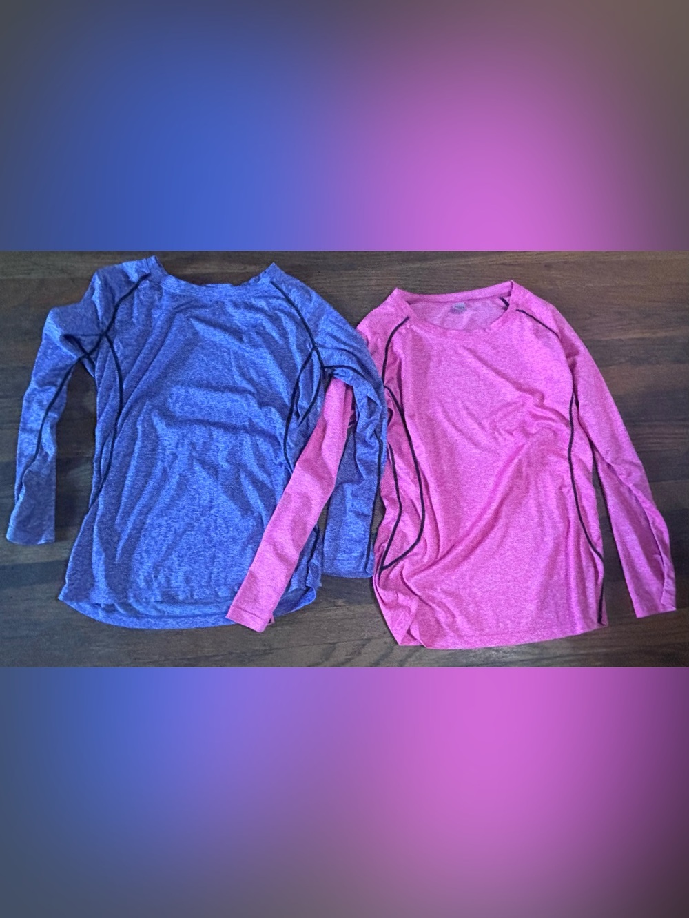 Woman’s Long Sleeve Active/Workout Top - Blue and Pink